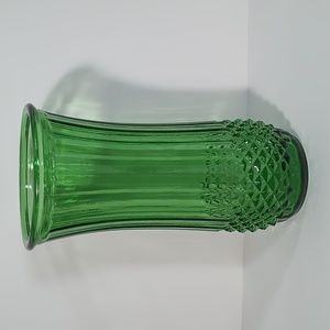 VTG Hoosier Glass Diamond Panelled Vase Emerald Green Marked 4089A 62A BF